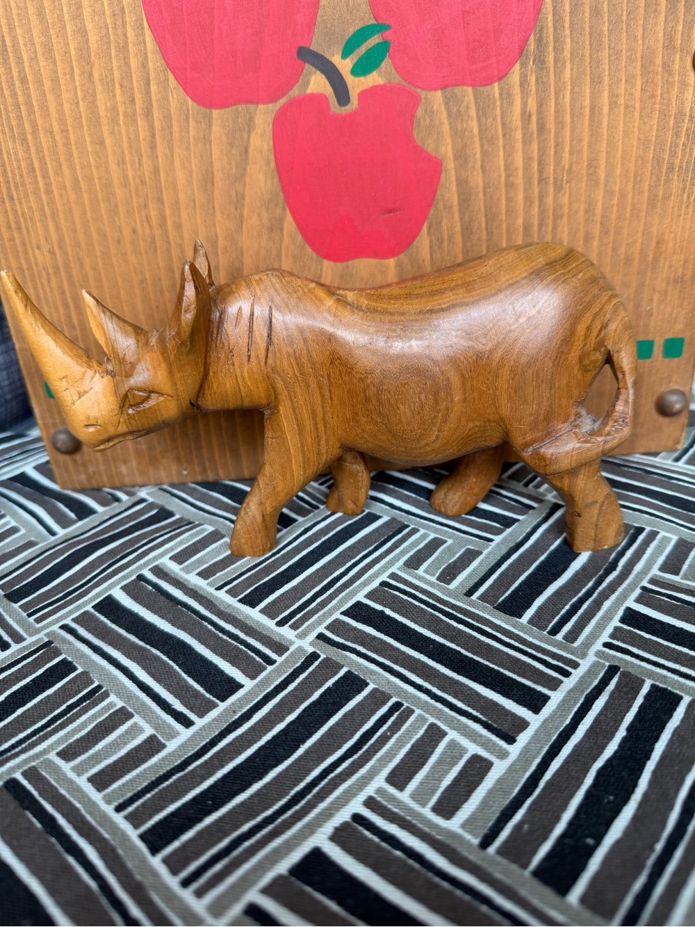 Hand carved wooden rhino